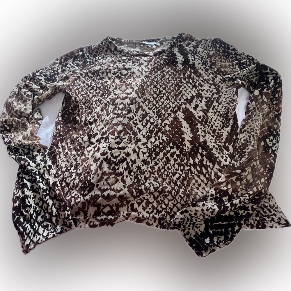 Brown Snake Print Long Sleeve Top